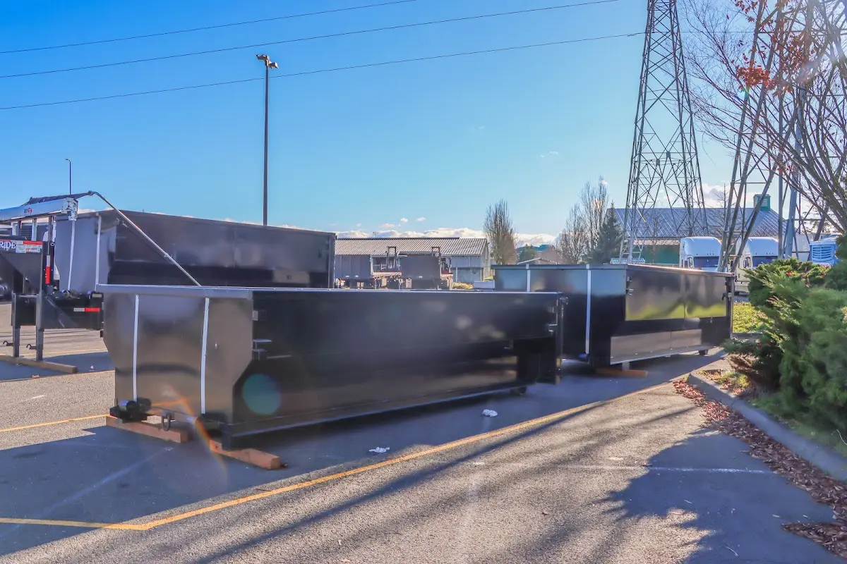 Roll-off dumpster ready for waste disposal at job site for Construction Dumpster Rental in Maplewood